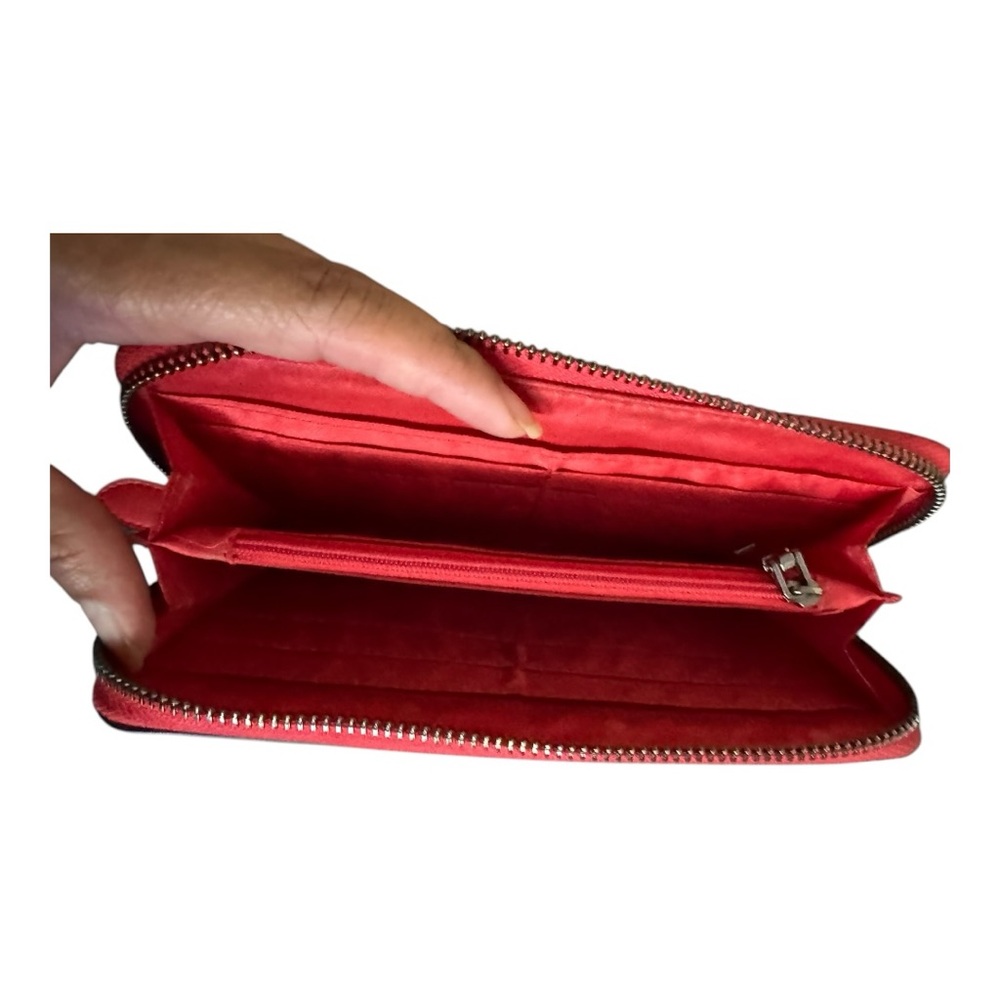 Loulu Zip-Around Large Wallet - Multiple Card Slots Red Sleek Everyday Organizer - Picture 3 of 6